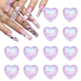 sourcing map 12pcs 12mm Heart Crystal Rhinestones Pointed Back Glass Rhinestone Gems for Jewelry Making DIY Crafts, Violet Purple