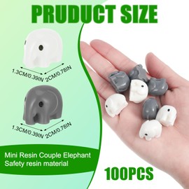 Guiqulai 100 Pcs Mini Resin Elephants Miniature Animal Figurines Cute Elephants Fairy Garden Miniature Moss Landscape DIY Home Decor Terrarium Crafts Fairy Garden Decoration Accessories(Black,White)