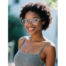 VISOONE Oversized Aviator Frame Lightweight Blue Light Blocking Glasses for Women Men Pilot Fake Nerd Eyeglasses Marion