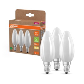 Osram OSRAM Hocheffiziente LED Lampen mit Energieeffizienz Klasse A, Vorteilspack mit 3 Leuchtmittel, ersetzt herk?mmliche 40W Glhbirnen, Kerzenform, warmwei?(2700K), E14, mattes Glas