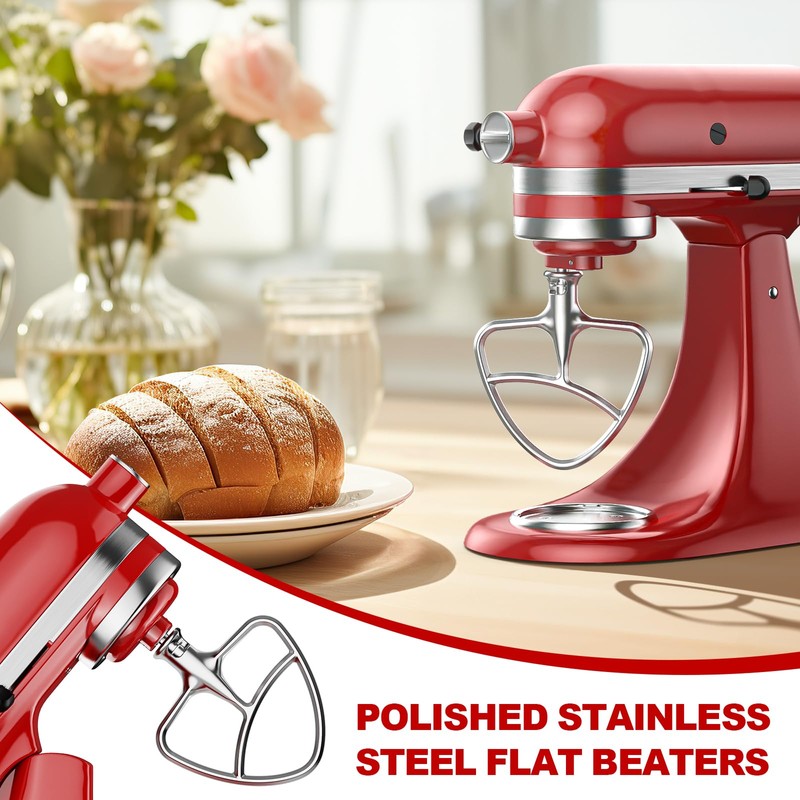 Stainless Steel Flat Beater for KitchenAid Mixer, Paddle Attachment for