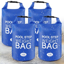 Universal Pool Step Weights, Waterproof Swimming Pool Ladder Weights 10l No Breaken Above Ground Pool Ladder Sand Bags, Foldable Pool Stair Weights for Pool Steps, Easy&Quick Fill Sand(Blue-4PCS)