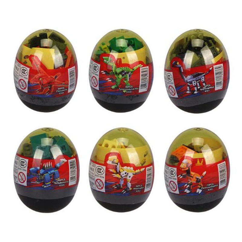 Anditoy 4 Pack Dinosaur Building Blocks Toys in Jumbo Eggs