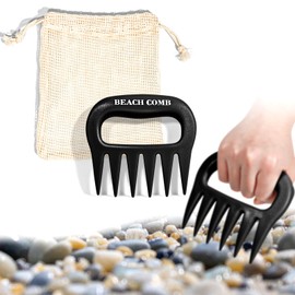 Sand Scoop with Shovel Plastic Sand Sifter for The Beach Black Sea Glass Hunting Tools Shell Scooper with Beach Mesh Bag Shark Teeth Digger for Kids