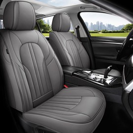 MINGBRON Car Seat Covers Front Seats, Comfortable Leather Car Seat Covers, Waterproof Front Seat Covers for Cars, Luxury Automotive Seat Protecor Covers for Most Sedans SUV Pick-up Truck (Gray)