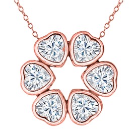 Gem Stone King 18K Rose Gold Plated Silver Pendant with Chain Heart Shape Moissanite (2.52 Cttw)