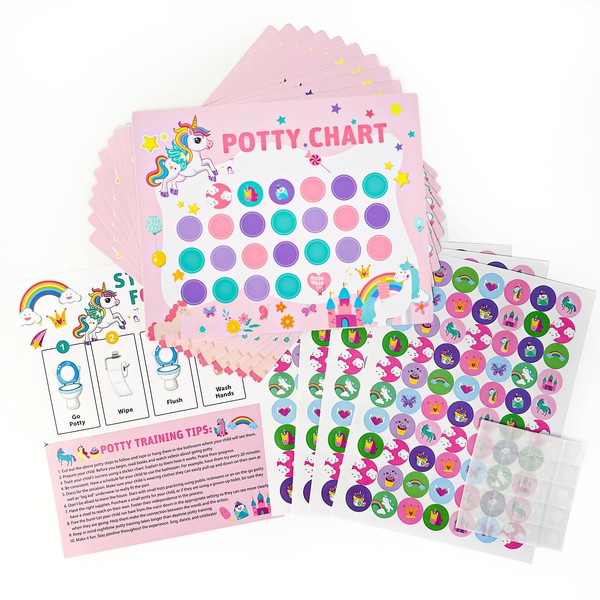 NAESM Unicorn Potty Training Chart, Kids Potty Training Chart, Potty