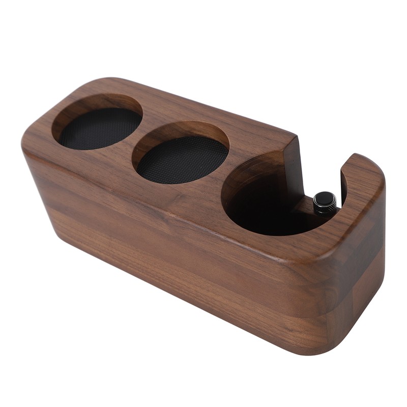 Coffee Tamper Holder 3 Holes Walnut Wood Prevent Slip Stable