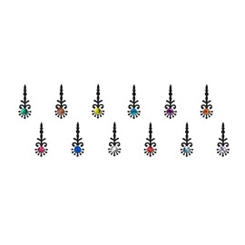 Comet Busters Beautiful Black Bindi with Multicolor Stones Indian Bindis for Women Traditional Crystal Bindi Bridal Face Jewels Forehead Tika