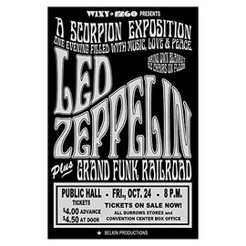 Raw Sugar Art Studio Led Zeppelin/Grand Funk 1969 Cleveland Concert Poster