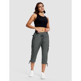 ISEEGZ Hiking Capris for Women with Pockets Lightweight Quick Dry Cargo Capri Travel Pants Women Casual Women's Capris