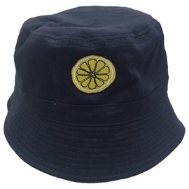 UKPrintwear Lemon (Roses) Embroidered Bucket Hat 'The Reni' Navy L/XL