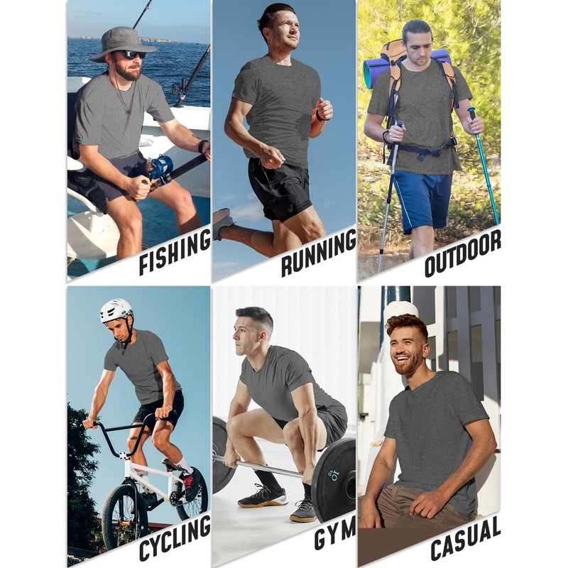 Mens Shirts Short Sleeve Workout Dri Fit T-Shirts Gym Summer