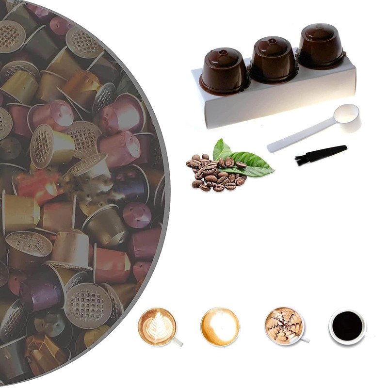 Reusable Coffee Pods,6 Pieces of Coffee Capsule Cups, with 1