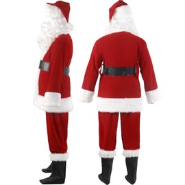Opemon Men's Deluxe Santa Suit 11pc. Christmas Adult Santa Claus Costume Outfit S
