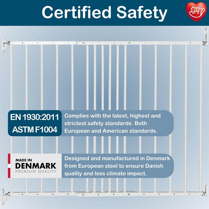 BabyDan MultiDan, 24.6"-42", Extendable Stair Gate/Baby Gate/Safety Gate, Metal, White,