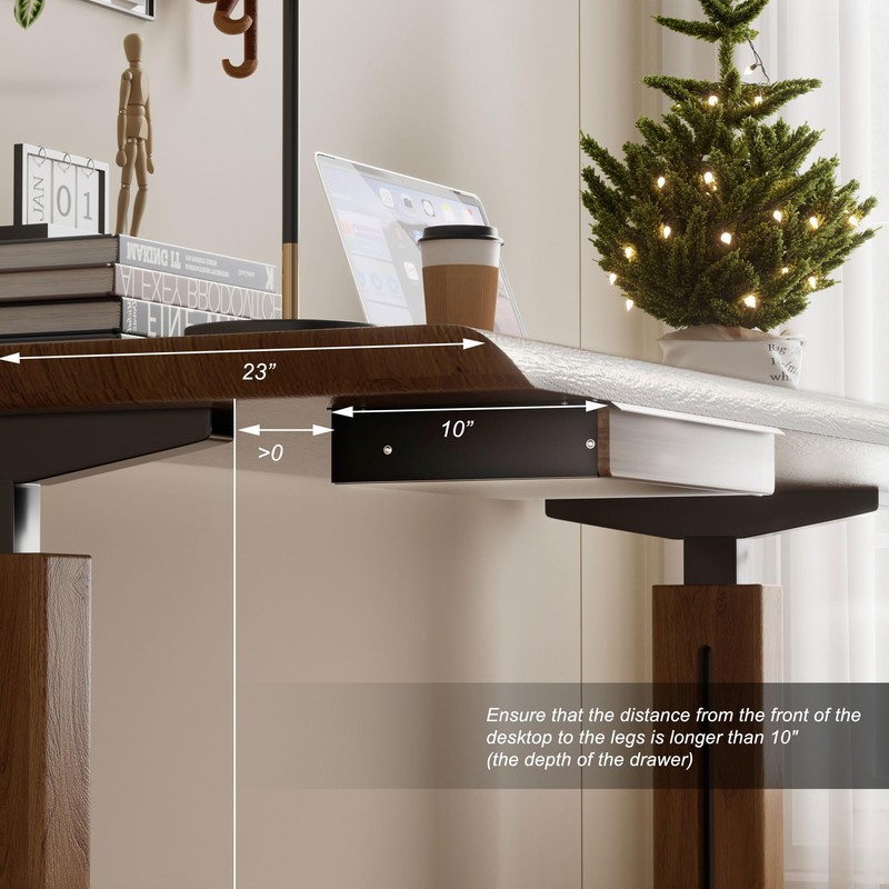 Under Desk Drawer, Solid Walnut Wood Panel – Sturdy Ball