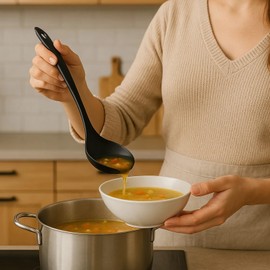 40 PCS Plastic Serving Spoons, Thickened Black Buffet Spoons, Deep Oval Head, Reusable Party Utensils, Long-lasting Bulk Pack for Catering, Food-safe Kitchen Supplies