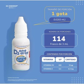 Vitamina D3 ONEDROP frasco con 3 mL, 400 UI
