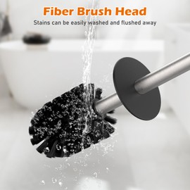 Mozmmhi Toilet Brush Made of 304 Stainless Steel, Toilet Brush Set with Wall Mounting and Toilet Brush Holder - Includes 2 Brush Heads (Square Silver)