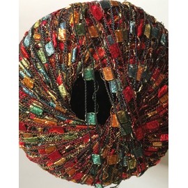 Summer Glitz Ladder Ribbon Yarn Dark Horse Beautiful #A102 Red Blue Orange Green Gold + Metallic Ladder