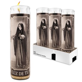 3 Pack Santa Muerte 8 Inch Black Religious Candles - Bundle with 3 Holy Death Candles for Vigils, Prayers, Blessing Ceremonies, and More | Santa Muerte Devotional Candles