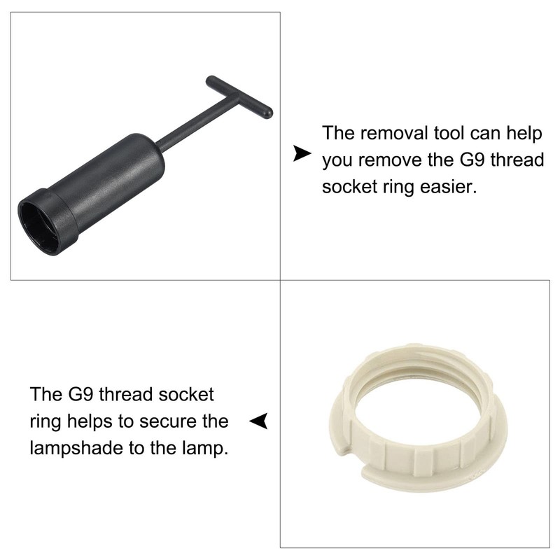 sourcing map G9 Light Socket Rings Lamp Shade Holder Adapter