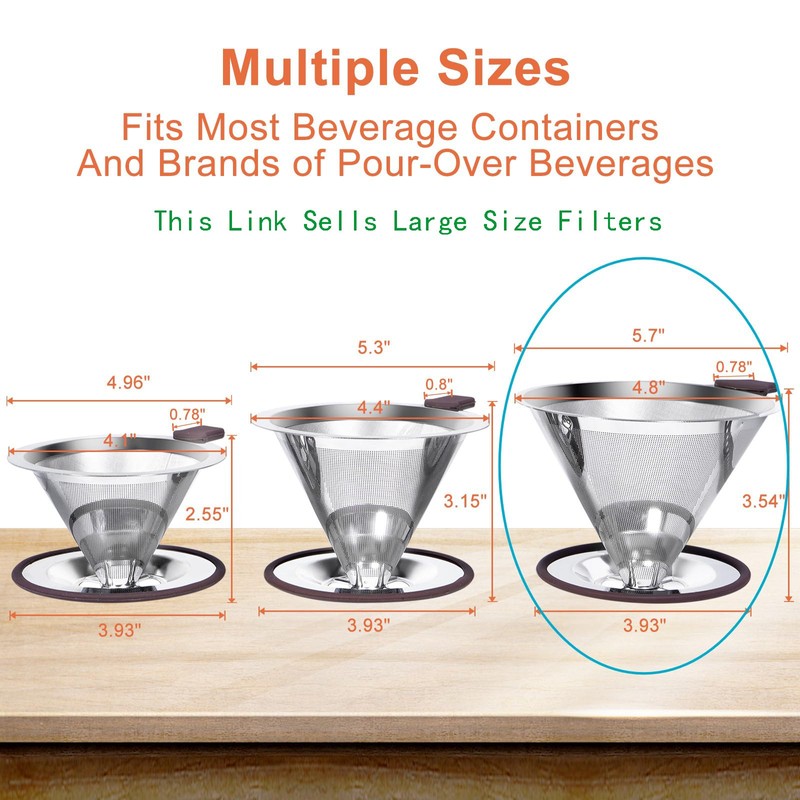 Pour Over Coffee Dripper, Paperless Pour Over Coffee filter, Stainless