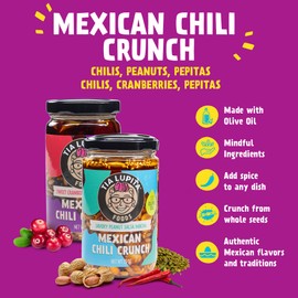 Tia Lupita Mexican Chili Crunch – Salsa Macha, Crunchy Morita Chili Oil | Gluten-Free, Non-GMO, Vegan | Cranberry & Peanut Variety (2 Pack)