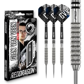 RED DRAGON Darts – Professional Player – Gian van Veen Tour Edition 22g - 90% Tungsten Steel tip Darts Set with Dart Flights and Dart Shafts (Stems)