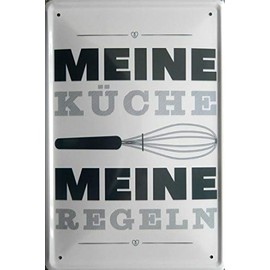 schilderkreis24 - Tin Signs Funny Saying "Meine Küche Meine Regeln" Decorative Sign Metal Sign Vintage Retro Kitchen Gift Idea 20 x 30 cm