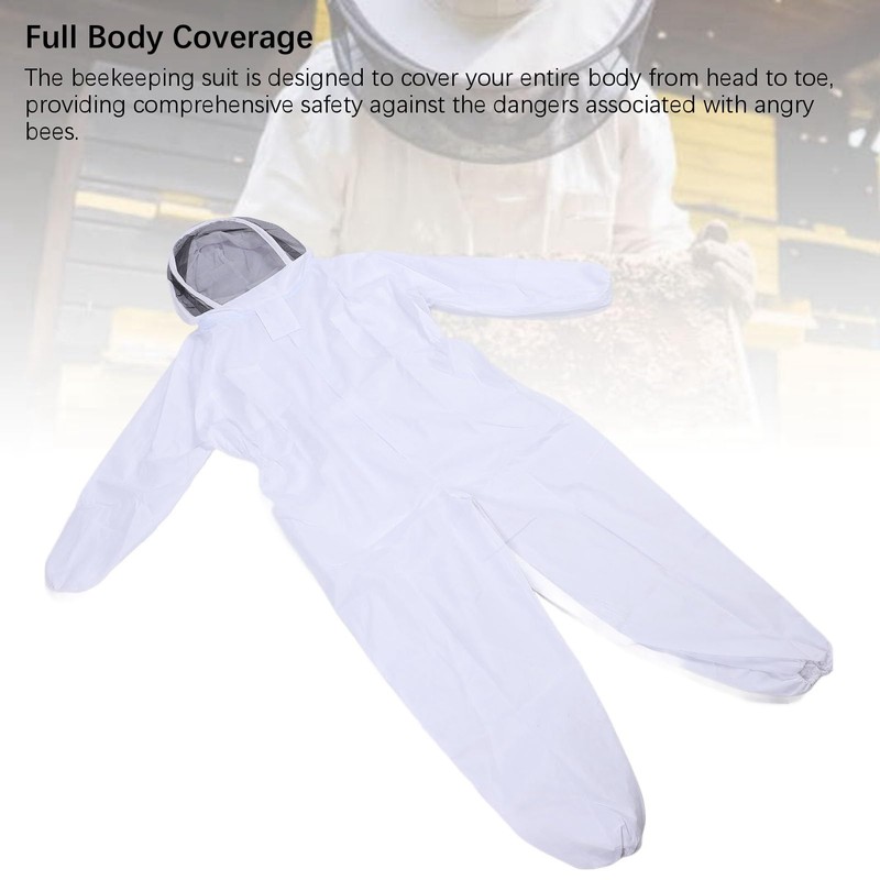 Ventilated Beekeeping Suit with Mesh Veil, Polycotton Beekeeper Suit Outfit