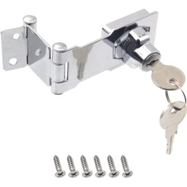 Zarique 1 Pack Keyed Door Lock Hasp Latch ，Collapsible Solid 304 Stainless Steel File Cabinet Lock Desk Drawer Lock Fit for 90/180 Degree Drawers, Dabinets, Doors, Flip Barn Door (Individual Key)