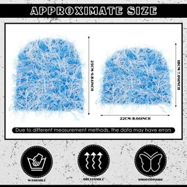 Chuarry Distressed Knitted Beanie Fuzzy Winter Hats Thick Warm Y2k Beanie Snow Knit Cap Skull for Women Men(Dark Blue and Light Blue,Regular Style)
