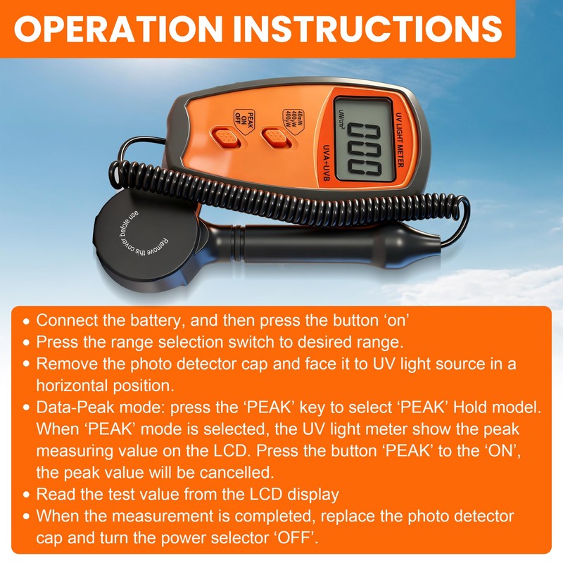 AMTAST UV Light Meter Professional UV Monitors Measurable of UVA