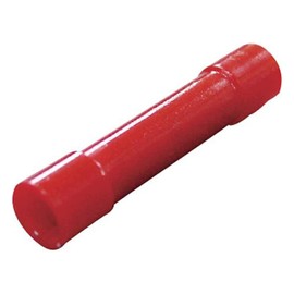 NICHIFU TERMINAL INDUSTRIAL HC TMV-B-1.25 Crimping Sleeves with Insulation Coating for Copper Wires (For Butt Use, B Shape), Red, 10 Pieces