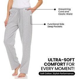 Essential Elements 3 Pack: Womens Cotton Jersey Pants - 100% Cotton Lounge Athletic Casual Sleep Casual Pajama PJ Pants (Set A, Medium)