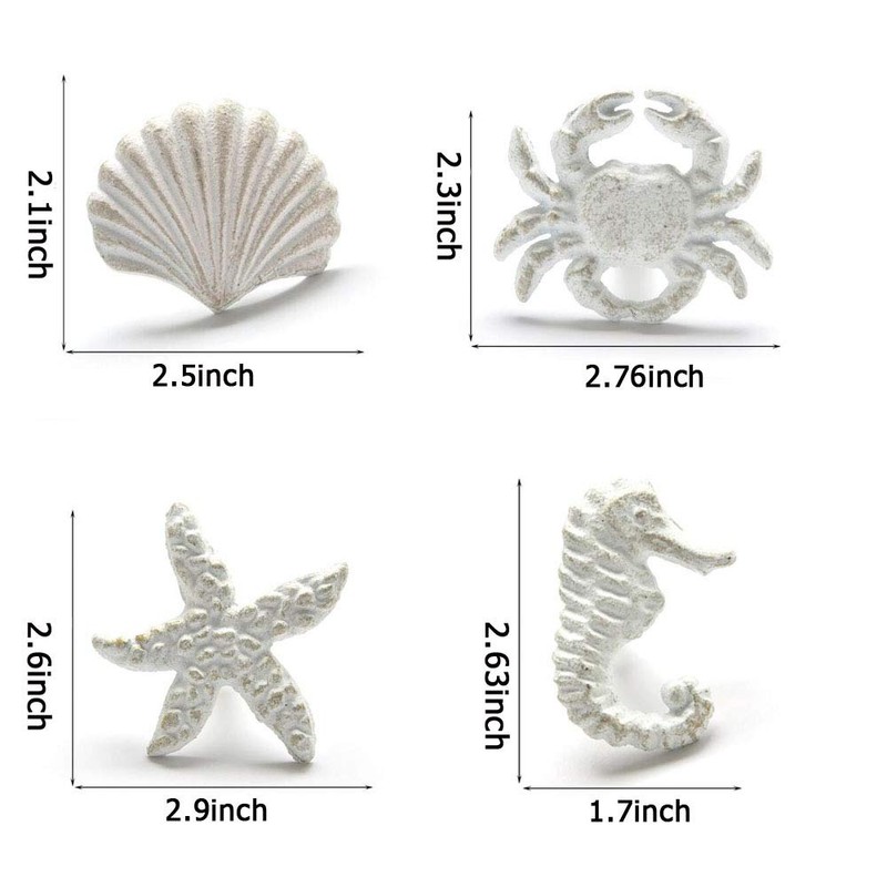 Primst Beach Ocean Theme Cast Iron Drawer Knobs, Sea Horse