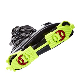 SkiSkootys Ski Boot Bottom Protector with Claws & Foldable Design - Slip-Resistant Ski Boot Traction Cleats for Walking on Ice & Snow - Adjustable Skiing Accessories - USA Made (Neon Green, Claw)