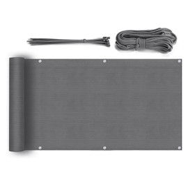 Sekey Balcony Privacy Screen, HDPE, 220 g/m², Slightly Transparent, Wind and UV Protection, Weatherproof, with Eyelets, Nylon Cable Ties and Cord, Anthracite, 0.75x3m