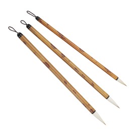 PATIKIL Calligraphy Brush, 3 Pack Watercolor Ink Painting Calligraphy Writing Brush Drawing Art Sumi-e Brush Aluminum Handle for Beginner 3 Size Kit, Brown White