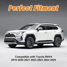 Body Door Side Molding Trim Covers Compatible with Toyota RAV4 2019-2025 Door Molding Stripes Chrome ABS