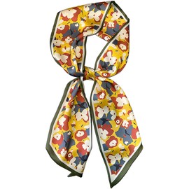 kcctoo 59” Long Silk Like Head Scarf Women's Fashion Square Neck Satin Scarfs for Bag Hair Scarves Gift 59 * 5.9”, B1 Yellow Flowers 59" X 5.9", 59” x 5.9”/150 x 15cm
