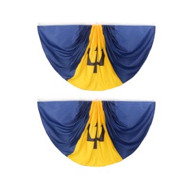 Barbados Barbadians Pleated Fan Flag Bunting 3 x 6 Ft Barbados Pleated 2 Pcs Fan Flag Banner Indoor/Outdoor/Front Porch Decorations, Barbados Half Fan Flag Patriotic Holiday decorations, Celebrations.