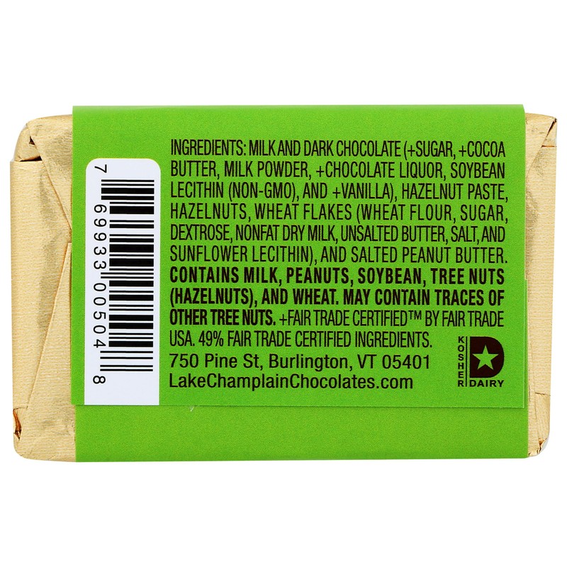 LAKE CHAMPLAIN CHOCOLATES 5 Star Hazelnut Bar, 1.8 OZ