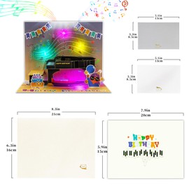 GREETING ART Musical Birthday Cards, Piano Birthday Card With Music and Light, 3D Piano Card, Piano Pop Up Card, Piano Greeting Cards for Men Women Kids