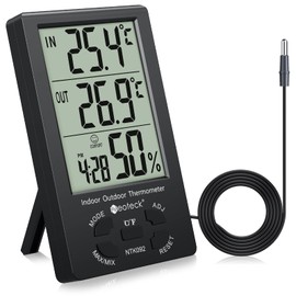 Neoteck Thermometer/Hygrometer, Accuracy ± 1 °C, Sensor, LCD Digital, Indoor and Outdoor Temperature, Indoor Humidity, Thermometer, Hygrometer, Can Be Used on Place, Temperature and Humidity