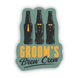 VulgrCo Wedding Suits Beer Groom's Brew Crew Funny Sticker Vinyl Waterproof UV Resistant Decal for Phones Laptops Water Bottles Tumblers Boats Cars Trucks Windows Kayak 3" inch Bumper Stickers