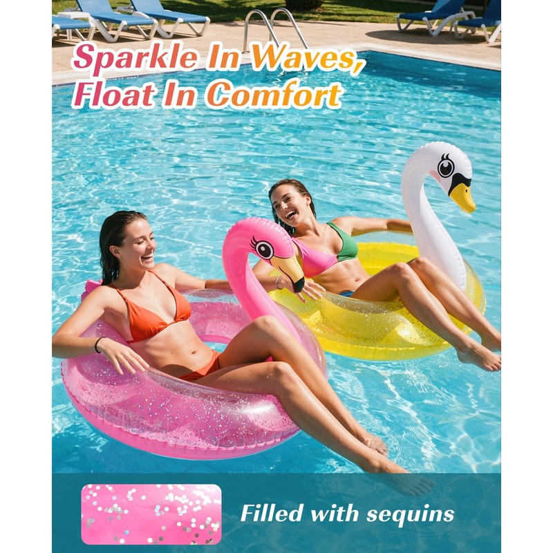 HeySplash Pool Floats, Pool Floaties Inflatable Pool Tubes Rafts for