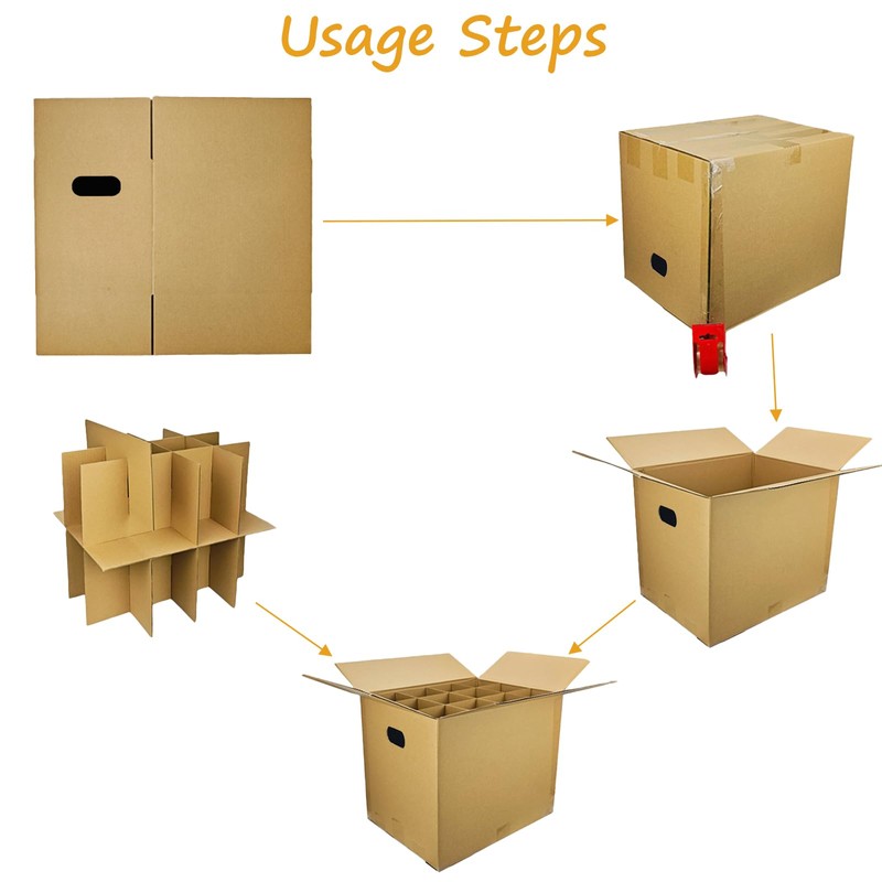ELSINPAPOX 9 Sets Moving Boxes with Two-Layer Divider Kits,16 x